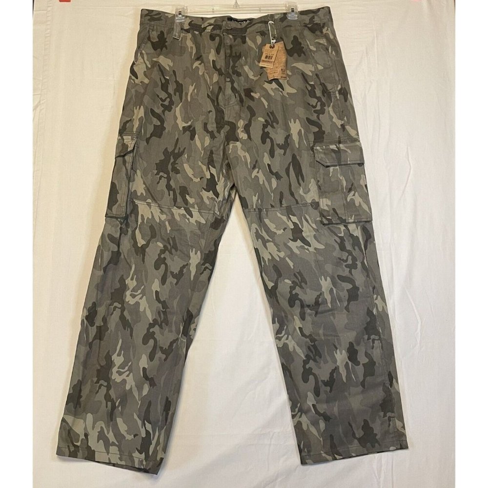 HALIFAX DENIM Men's Gray Camo Cargo Pants 44x32 Hunting Relaxed NEW NWT
